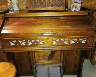 Beautiful Antique Organ with Antique Piano Stool