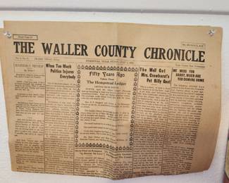 We have a whole box of 1935 Waller County Chronicle Newspapers - Pretty Cool to look at