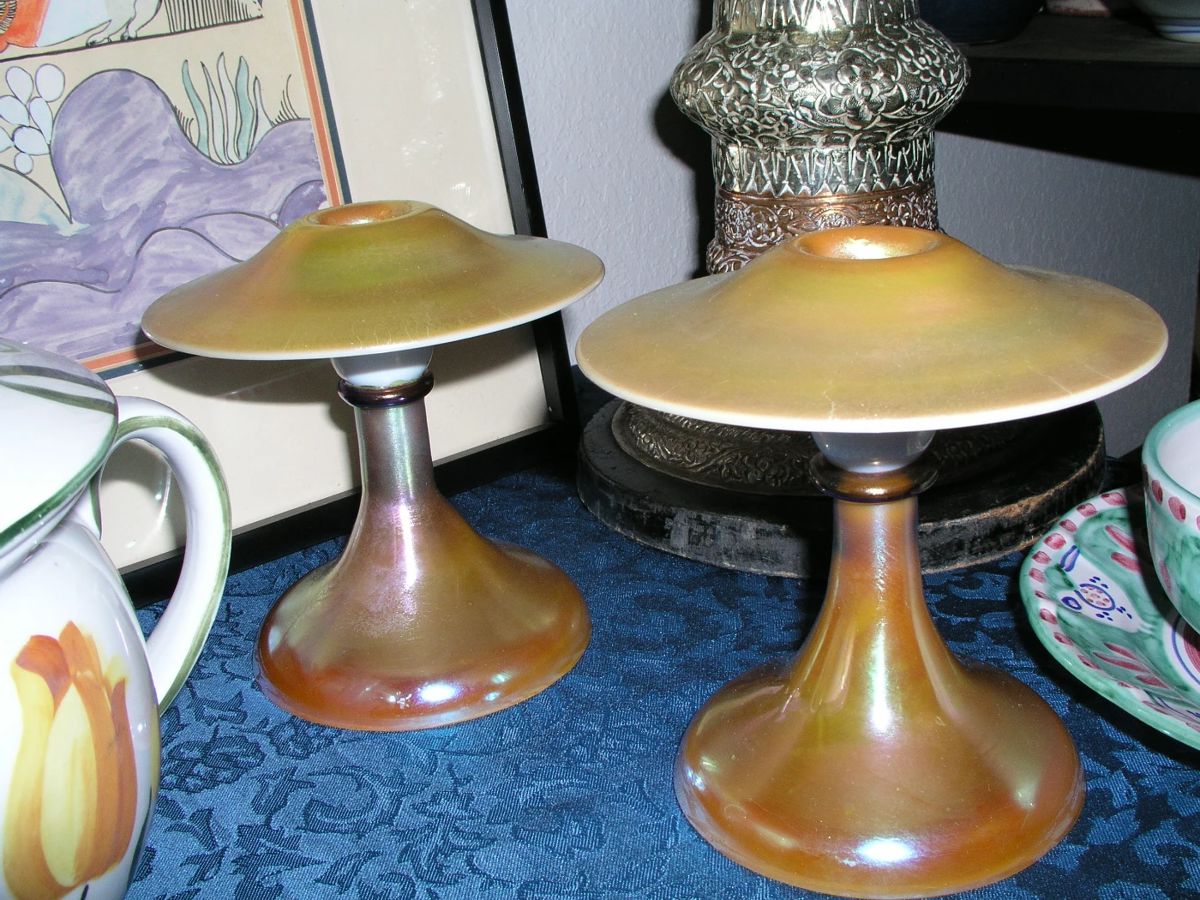 Exquisite antique Steuben candle holders! Wow!