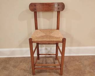 Borge Mogensen Style Counter Stool with Rush Seat
