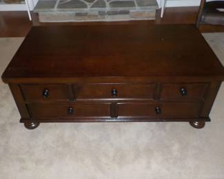 Heavy Traditional Mahogany Coffee Table with 5 Drawers