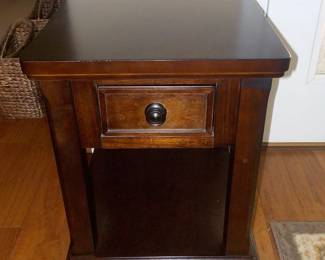 Mahogany End Table with One Drawer and Lower Shelf