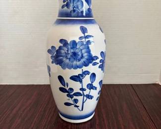 Pretty Blue and White Vase with Flower Design