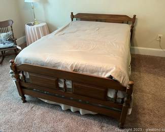 Solid Wood Full Size Bed Frame Mattress Spring Box