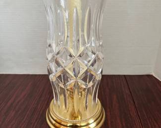 Waterford Crystal and Brass Hurricane Candle Stick Holder