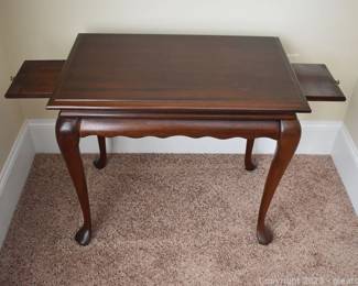 Wood Side Table with Two Pull Out Drink Shelves