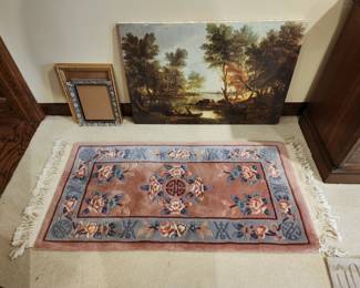 Small Chinese rug, artwork / frames