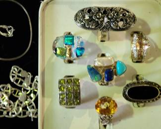 Assorted Sterling rings 