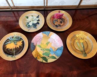 Lot 28 - Scott Potter Floral Decoupage Plates