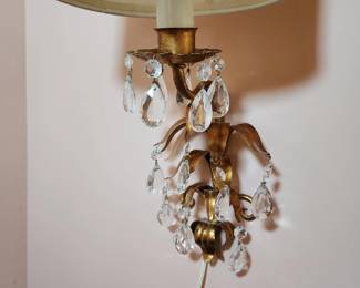 Lot 42 - Italian Gilt Tole Candle Sconces + Electric Wall Lamp