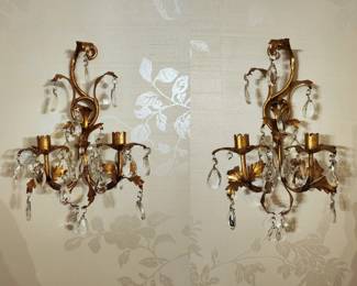 Lot 43 - Pair of Italian Gilt Tole Candle Sconces