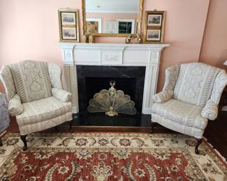 Lot 46 - Pair of Upholstered Wingback Armchairs