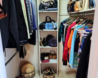 Lot 54 - Ladies' Closet Lot (12/Large - clothes, purses, and other accessories)