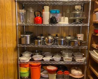 Lots of Corning ware and Tupperware 