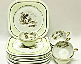 Lot 011  
Limoges France Tea Cup and Plate Breakfast Set for Six (6) by Charles Ahrenfeldt