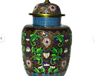 Lot 028  
Antique Chinese Cloisonne Champleve Vase