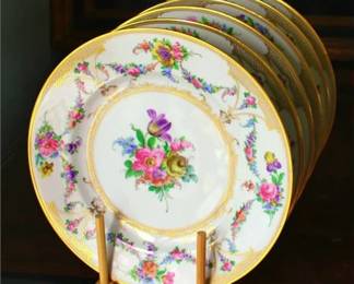 Lot 035  
Antique Dresden Germany Porcelain Dinner Plates, Set of Twelve (12)