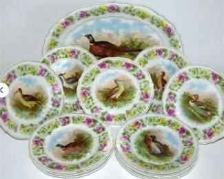 Lot 036  
German Turkey Platter and Game Plates Set CT Altwasser, Carl Tielsch