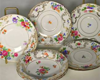 Lot 044  
Vintage Dresden Floral China Saucers Set of 8