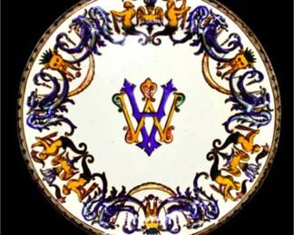 Lot 065  
Antique French Majolica Plate Gien Faience Ca 1860's