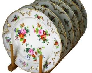 Lot 079   
Antique Coalport Floral Plates Hand Painted Early 19th Century Set of 6 8.5