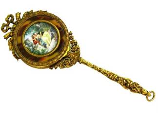 Lot 097  
Antique French Dore Bronze Vanity Mirror with Hidden Box Ca 19th C