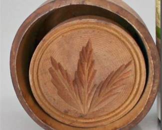 Lot 108  
Antique Hand Carved Deep Fern Leave Butter Mold Stamp 19th Century