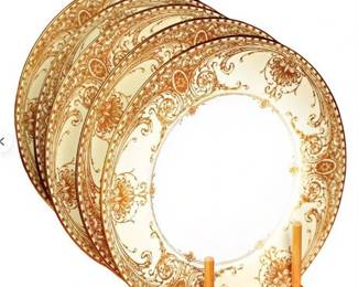 Lot 112  
5 Antique Royal Worcester Gold Encrusted Dinner Plates Ca 1925