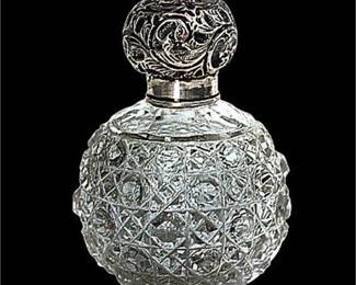 Lot 123  
Antique English Perfume Cologne Bottle with Sterling Silver Cap Ca 1904