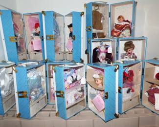 Madame Alexander Dolls with trunks, clothes & Accessories