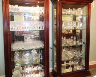 2 of 6 Display Cabinets filled with Leaded  Crystal items
