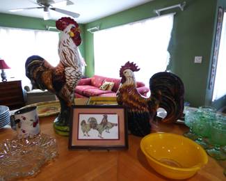 Italian Roosters, Pyrex bowl, etc