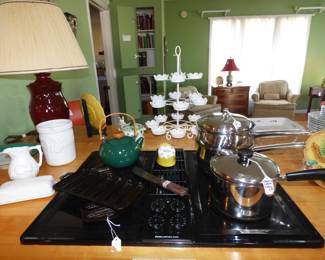 Vintage Revere Ware Copper Botton 3 qt Saucepan, Cast Iron Corn Stick pans