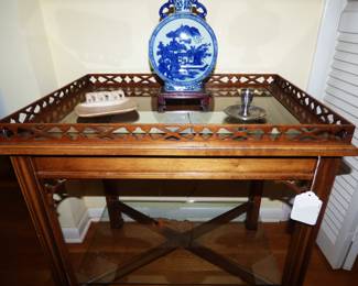 Close Up of Galley Table, Soap Stone dish with carved elephants