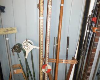 Surveyor poles, drafting items
