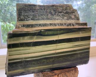 Ricolite Serpentine Stone - 7.75"L - Green, Cream, & Black Stripes
