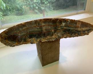 Large Agate Stone with Rust Red Stripes - 13.5"L