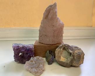 Large Pink Agate Rock, Amethyst Quartz, Geode & Smaller Agates