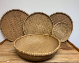 Variety of Boho Woven Basket Trays & Bowl