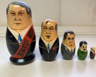 Vintage Russian Leaders Matryoshka Nesting Dolls