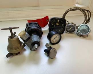 Vintage Military Airplane Tachometer, Gauges and Parts