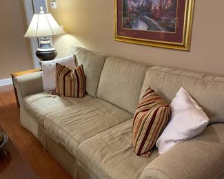 Sofa, side table, art. Lamp and pillows not for sale