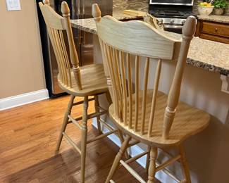 Amish solid hickory swivel barstools with original purchase information from NC