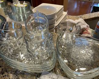 Snowflake by Indiana Glass snack plate sets