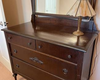 1920s Walnut Dresser and Mirror