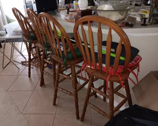 4 Wood Bar Stools