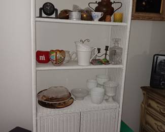 White Wicker Etagere 