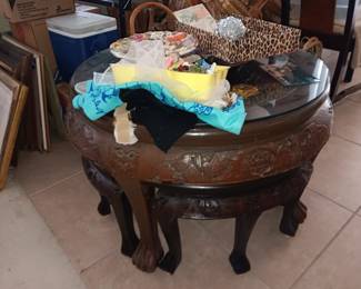 Oriental Table with 4 Benches