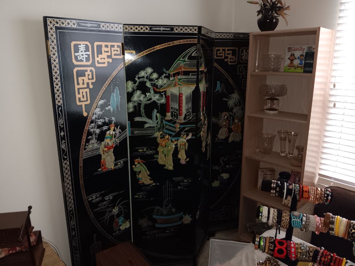  1 of 2 Oriental 4 Panel Screens
