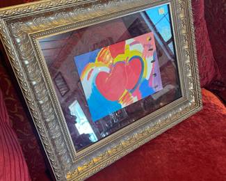 Peter Max "Hearts" on vintage paper